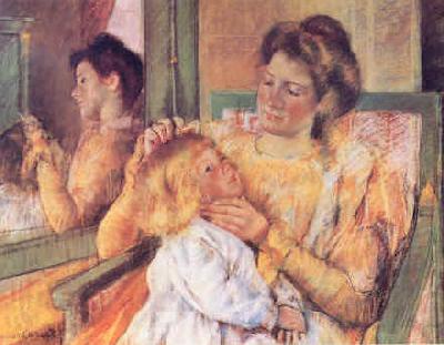 Mary Cassatt Woman Combing her Child's Hair Norge oil painting art